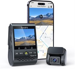 Двойной видеорегистратор VIOFO A129 Plus Duo 2K — Wi-Fi, GPS, HDR, улучшенное ночное видение, передние и задние видеорегистраторы — широкоугольный компактный беспроводной видеорегистратор с углом обзора 140° для автомобилей — режимы экстренной записи и па 1000017464