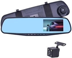 Автомобильный видеорегистратор STS® Full HD 1080P с двумя объективами (для зеркал переднего и заднего вида автомобиля), автомобильный видеорегистратор, система парковки задним ходом (камера ночного видения) - (4,3 дюйма) 1000017472