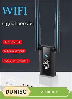 USB-адаптер WiFi? Ethernet-адаптер, портативный беспроводной ключ шифрования, двойная антенна с высоким коэффициентом усиления, подходит для настольных ПК и ноутбуков, подходит для офисов и домов (черный) 1000018019