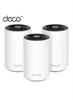 Deco XE75 Pro (3 шт.) AXE5400 Gigabit Tri-Band Mesh Wi-Fi 6E System Беспроводной смарт-маршрутизатор | 6 ГГц | 1 порт 2,5 Гбит/с, 2 гигабитных порта | Четырехъядерный процессор 1,7 ГГц | Белый 1000018402