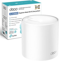 Двухдиапазонный Mesh-маршрутизатор Wi-Fi TP-Link Deco, скорость Wi-Fi 6 2402 Мбит/с, площадь покрытия 230 м?, возможность подключения более 150 устройств, использование в качестве усилителя Mesh-Wi-Fi, родительский контроль, совместимость со всеми моделям 1000001375