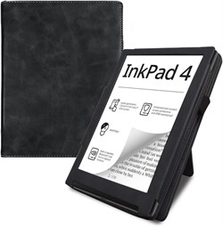 Чехол Gruattreay для планшета Pocketbook Inkpad 4 с диагональю 7,8 дюйма, ультратонкий, полностью покрывающий цветной кожаный чехол со складной подставкой, прочный, с функцией автоматического перехода в спящий режим/пробуждением (черный) 1000019772