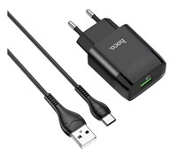 Зарядное устройство Hoco C72Q (Type-C), чёрный 3144