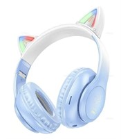 Беспроводные наушники Hoco W42 с ушками, голубой 3430