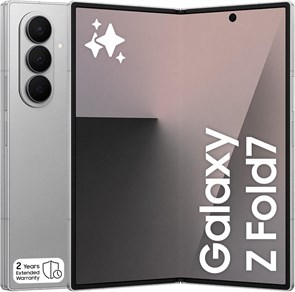 Samsung Galaxy Z Fold7, смартфон с искусственным интеллектом, Silver Shadow, 512 ГБ встроенной памяти, 12 ГБ оперативной памяти, камера 200 МП, 3-нм процессор, аккумулятор 4400 мА·ч, расширенная гарантия производителя на 2 года, эксклюзивно для Amazon (ве 1000014693
