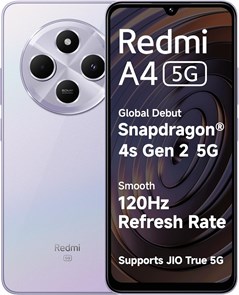 Redmi A4 5G (Sparkle Purple, 4 ГБ ОЗУ, 128 ГБ встроенной памяти) | Глобальный дебют SD 4s Gen 2 | Самый большой в сегменте: 6,88-дюймовый экран с частотой обновления 120 Гц | Двойная камера 50 МП | Быстрая зарядка 18 Вт 1000012399