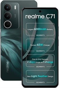 realme C71 Daul Sim 256 ГБ Forest Owl | Аккумулятор 6000 мА·ч | Зарядка 45 Вт | 2 дня работы на одной зарядке | 24 ГБ динамической оперативной памяти | 50M AI-камера | Гарантия 1 год | Версия для Ближнего Востока 1000012530