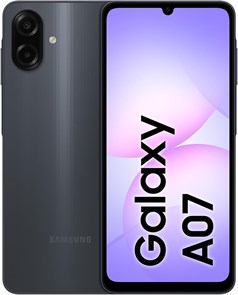 Samsung Galaxy A07 LTE, Android-смартфон, 64 ГБ памяти, 4 ГБ ОЗУ, черный, 6 обновлений ОС, большой дисплей, 6-нм процессор (версия для ОАЭ) 1000012469