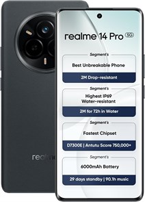 Смартфон Realme 14 Pro 5G | 12 ГБ ОЗУ, 256 ГБ ПЗУ | 6,77-дюймовый OLED-дисплей с частотой обновления 120 Гц | 50-мегапиксельная камера с оптической стабилизацией изображения | 6000 мА·ч | Android 15 | Защита от воды IP69 | Две SIM-карты | Гарантия 12 меся 1000004415