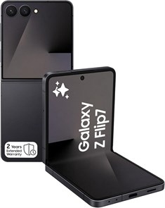 Samsung Galaxy Z Flip7, смартфон с искусственным интеллектом, Jetblack, 256 ГБ встроенной памяти, 12 ГБ оперативной памяти, 50-мегапиксельная камера для селфи, 3-нм процессор, аккумулятор 4300 мА·ч, расширенная гарантия производителя на 2 года, эксклюзивн 1000012904