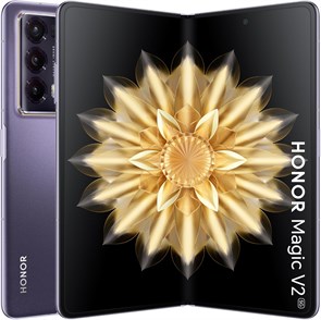 Honor Magic V2 5G — самый тонкий складной смартфон, 16 ГБ ОЗУ + 512 ГБ ПЗУ, двойной LTPO OLED-дисплей с частотой обновления 120 Гц, флагманский процессор Snapdragon 8 Gen 2 (4 нм), камеры 50+20+50 МП с оптической стабилизацией изображения, фиолетовое стек 1000004509