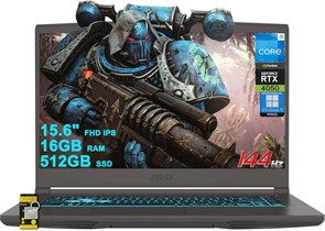 Игровой ноутбук MSI Thin 15 с 15,6-дюймовым дисплеем FHD IPS, частотой 144 Гц, восьмиядерным процессором Intel i5-13420H (Beats i7-11800H), 16 ГБ ОЗУ, твердотельным накопителем на 512 ГБ, видеокартой GeForce RTX 4050 с подсветкой, USB-C, Win11Pro с ICP-ко 1000014759