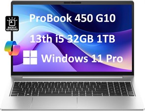 Ноутбук HP ProBook 450 G10 для бизнеса, 15,6-дюймовый FHD-дисплей с антибликовым покрытием, 10-ядерный процессор Intel i5-1334U, 32 ГБ ОЗУ, твердотельный накопитель на 1 ТБ (Beats i7-1255U) с подсветкой, веб-камера, Ethernet, Wi-Fi 6E, Windows 11 Pro с ис 1000014760