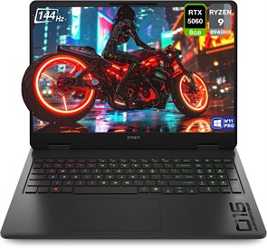 Игровой ноутбук HP OMEN, AMD Ryzen 9-8940HX, 64 ГБ оперативной памяти DDR5, твердотельный накопитель PCIe на 2 ТБ, 16-дюймовый дисплей 2K (1920x1200) 144 Гц, видеокарта Nvidia G-Force RTX 5060, клавиатура с подсветкой, W11 Pro, цвет Shadow Black 1000014763