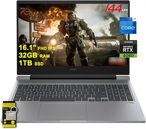 Игровой ноутбук HP Omen 16 с экраном 16,1 дюйма FHD IPS 144 Гц, 16-ядерным процессором Intel i7-14650HX (>i9-13900HX), 32 ГБ ОЗУ, SSD на 1 ТБ, GeForce RTX 4060 RGB с подсветкой, Thunderbolt FHD, камерой приватности, быстрой зарядкой, Windows 11 с аксессуа 1000003061