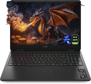 Игровой ноутбук HP OMEN 16, процессор Intel Ultra 9-285H, 32 ГБ оперативной памяти DDR5, твердотельный накопитель PCIe на 2 ТБ, дисплей 16 дюймов WQXGA (2560 x 1600) 240 Гц, видеокарта Nvidia G-Force RTX 5070, клавиатура с RGB-подсветкой, корпус W11 Home, 1000014830
