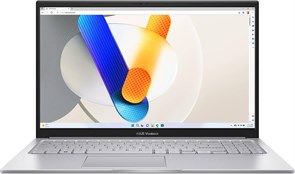 Ноутбук Asus Vivobook 15 X1504VA-NJ379, процессор Intel Core i7-1355U 13-го поколения, 16 ГБ памяти DDR4, твердотельный накопитель на 512 ГБ, 15,6-дюймовый экран, графика Intel Full HD, серебристая клавиатура, английская и арабская клавиатура, Windows 11 1000014924