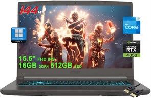 Игровой ноутбук MSI Thin 15 | 15,6-дюймовый FHD IPS-дисплей с частотой 144 Гц | 8-ядерный процессор Intel i5-13420H (>i7-11800H) | 16 ГБ памяти DDR4, 512 ГБ SSD | GeForce RTX 4050 | Подсветка USB-C Win11Pro с аксессуаром DLCA 1000014944