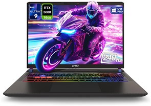 Игровой ноутбук MSI Vector 16 HX AI 400, процессор Intel Ultra 9-275HX, 64 ГБ памяти DDR5, твердотельный накопитель PCIe на 1 ТБ, дисплей 16 дюймов WQXGA (2560 x 1600) 240 Гц, видеокарта Nvidia G-Force RTX 5080, клавиатура с RGB-подсветкой, корпус W11 Pro 1000014948