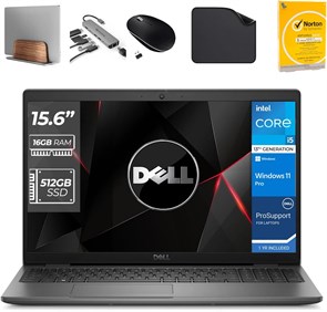 Бизнес-ноутбук Dell Latitude 3550, процессор Intel Core i5-1335U 13-го поколения, графика Iris, 16 ГБ ОЗУ, твердотельный накопитель на 512 ГБ, ОС Win11 Pro, веб-камера (в комплекте подставка для ноутбука 1st Wave + концентратор 7-в-1 + мышь + антивирус + 1000003299