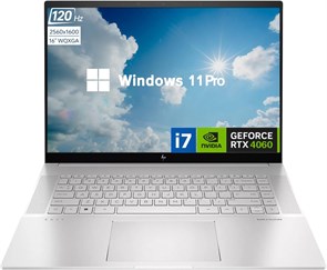 Бизнес-ноутбук HP Envy i7 4060, 16-дюймовый сенсорный экран WQXGA с частотой 120 Гц, процессор Intel Core i7-13700H, видеокарта GeForce RTX 4060, 64 ГБ оперативной памяти DDR5, твердотельный накопитель PCIe M.2 на 2 ТБ, Wi-Fi 6, Windows 11 Pro, серебристы 1000003258