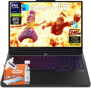 Игровой ноутбук Lenovo Legion Pro 7i Gen 10 (2025), GeForce RTX 5080 16 ГБ GDDR7, Intel Ultra 9 275HX (24 ядра, 5,4 ГГц), 16-дюймовый WQXGA OLED-дисплей, яркость 500 нит, частота 240 Гц, 32 ГБ DDR5, SSD на 2 ТБ, Wi-Fi 7, Win11 Pro, с аксессуарами 1000015043