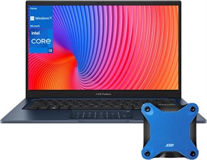 Тонкий ноутбук ASUS Vivobook 14 X1404ZA с 14-дюймовым дисплеем FHD, процессором Core i3-1215U, 8 ГБ ОЗУ, SSD на 128 ГБ, графикой Intel Iris Xe, Windows 11 Домашняя, синий 1000015044
