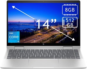 Ноутбук HP Tuners Envy X360 14-es1013dx с 14-дюймовым сенсорным дисплеем FHD IPS, процессором Intel Core 5-120U, 8 ГБ ОЗУ, твердотельным накопителем на 512 ГБ, графикой Intel Iris Xe, Windows 11, сканером отпечатков пальцев, серебристым цветом. 1000003194