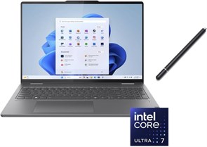 Ноутбук Lenovo Yoga 2 в 1 с сенсорным экраном 16 дюймов и разрешением 2K | Intel Core Ultra 7 155U | Видеокарта Intel HD | Подсветка | Сканер отпечатков пальцев | 16 ГБ ОЗУ DDR5 | SSD-накопитель 1024 ГБ | Windows 11 Домашняя | В комплекте стилус 1000011140