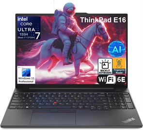 Ноутбук Lenovo ThinkPad E16 Gen 2 с 16-дюймовым дисплеем FHD+ для бизнеса, 16-ядерным процессором Intel Ultra 7 155H (Beat Ultra 7 255U), графикой Arc, 64 ГБ памяти DDR5, твердотельным накопителем PCIe на 2 ТБ, Wi-Fi 6E, подсветкой клавиатуры, FR, Windows 1000015073