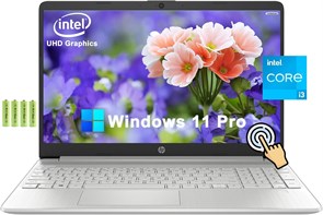 Ноутбук HP 15 с сенсорным HD-экраном 15,6 дюйма для дома и учебы, процессор Intel Core i3-1215U 12-го поколения (до 4,4 ГГц), 12 ГБ ОЗУ, твердотельный накопитель PCIe 256 ГБ, цифровая клавиатура, Wi-Fi 5, 11 часов автономной работы, Windows 11 Pro, с акку 1000003259