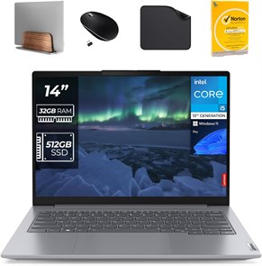 Бизнес-ноутбук Lenovo ThinkBook 14 Gen 6 — процессор Intel i5-13420H 13-го поколения, клавиатура с подсветкой, сканер отпечатков пальцев, Win11 Pro (включает подставку для ноутбука 1st Wave + мышь + антивирус + коврик для мыши) (32 ГБ ОЗУ | SSD 512 ГБ) 1000015104