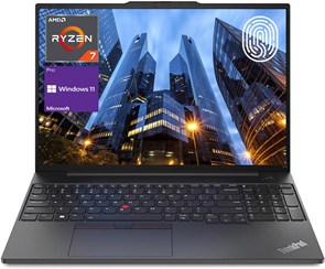 Бизнес-ноутбук LENOVO ThinkPad E16 Gen 1, 16-дюймовый дисплей FHD+, процессор AMD Ryzen 7 7730U, 40 ГБ ОЗУ, SSD на 1 ТБ, клавиатура с подсветкой, сканер отпечатков пальцев, HDMI, RJ-45, Wi-Fi 6, Windows 11 Pro, черный 1000003629