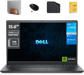 Бизнес-ноутбук DELL Vostro 3520, процессор Intel i3-1215U 12-го поколения, 24 ГБ ОЗУ, твердотельный накопитель на 1 ТБ, Windows 11 Pro (в комплекте подставка для ноутбука 1-й волны + беспроводная мышь + коврик для мыши + антивирус) 1000003390