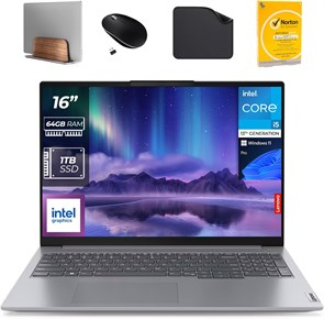 Бизнес-ноутбук Lenovo ThinkBook 16 Gen 6 — процессор Intel Core i5-13420H 13-го поколения, аудио Dolby, графика Intel UHD, ОС Win11 Pro (включает подставку для ноутбука первой волны, мышь, антивирус и коврик) (64 ГБ ОЗУ | SSD-накопитель 1 ТБ) 1000010663