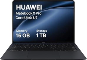 Ноутбук HUAWEI MateBook X Pro Core Ultra, сверхлегкий металлический корпус весом 980 г, процессор Intel Core Ultra 7, 14,2-дюймовый гибкий OLED-дисплей Real Color HUAWEI 3.1K, оперативная память 16 ГБ + 1 ТБ, черный цвет 1000011098