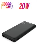Компактный и портативный внешний аккумулятор, 20 Вт, порты USB-A и USB-C со светодиодным индикатором питания - черный 1000016736