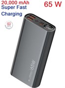 Внешний аккумулятор 20000 мА·ч, сверхбыстрая зарядка, XSEVEN 65 Вт, быстрая зарядка, PD20 Вт, USB-C и два выхода QC 65 Вт, премиальный дизайн. 1000016758