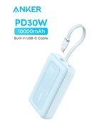 Zolo Power Bank, высокоскоростное портативное зарядное устройство 10 000 мА·ч, 30 Вт, со встроенным кабелем USB-C, аккумулятор для iPhone 17/17 Air/17 Pro/17 Pro Max/16 Series, Galaxy и других устройств (синий, 10 000 мА·ч) 1000016765