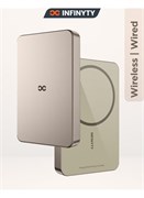 Внешний аккумулятор ёмкостью 10000 мА·ч с проводной и беспроводной зарядкой, совместимость с Magsafe, гарантия 1 год, цвет Desert Titanium, ультратонкий корпус 12,4 мм, быстрая зарядка через USB-C мощностью 20 Вт, компактный, лёгкий, портативный, корпус и 1000016777