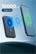 Беспроводной внешний аккумулятор с магнитным креплением ёмкостью 10 000 мА·ч — портативное зарядное устройство с подставкой для быстрой зарядки 20 Вт, USB-C, MagSafe, совместимое с iPhone 16/15/14/13 серий, Samsung S25/S24/S23/S22 и другими моделями. Тонк 1000016807