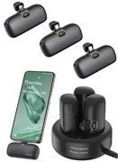 Внешний аккумулятор 5000 мА·ч, 3 компактных внешних аккумулятора с зарядной станцией, комплект для быстрой зарядки через USB-C, портативный внешний резервный аккумулятор, USB-C PD3.0 20 Вт, QC3.0 18 Вт 1000016818