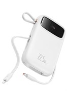 Портативное зарядное устройство Power Bank, быстрая зарядка, портативное зарядное устройство для телефона со встроенным разъемом Lightning и выходом USB-C, аккумулятор со светодиодным дисплеем для iPhone, Samsung, Android, Pixel, iPad, белый 1000016819