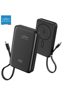 Магнитный беспроводной внешний аккумулятор емкостью 10 000 мА·ч с поддержкой MagSafe — быстрое портативное зарядное устройство с беспроводной зарядкой 15 Вт и проводной зарядкой PD 20 Вт, встроенным кабелем USB C и портом Type C, светодиодным дисплеем, со 1000016822