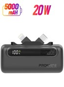 Портативный внешний аккумулятор Power Bank Mini с входом/выходом USB-C мощностью 20 Вт, складным разъемом Lightning мощностью 12 Вт, сверхбыстрым USB-портом 20 Вт PowerUp-Duo, черный 1000016823