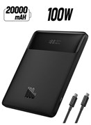 Портативное зарядное устройство Power Bank 20000 мА·ч, 100 Вт, USB C, сверхбыстрая зарядка, тонкий аккумулятор для ноутбуков, MacBook Air, Dell, iPad, HP, iPhone, Samsung Galaxy, Switch и других устройств - черный 1000016829