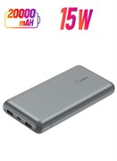 BoostCharge Pro Power Bank 20K — аккумулятор с портами USB-C и USB-A, выходная мощность 15 Вт, портативное зарядное устройство для iPhone 15, 14, 13, 12, iPad Pro, Galaxy S24, S24 Ultra, S24+ (серый космос) 1000016837