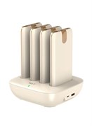 Комплект из 4 портативных ультратонких внешних аккумуляторов WST, емкостью 10000 мА·ч каждый, светодиодный цифровой дисплей, быстрая зарядка PD, общая зарядная док-станция для дома, кафе, офиса, отеля, ресторана и т. д. (цвет: бежевый) 1000016838