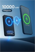 Внешний аккумулятор MagSafe Power Bank 10000 мА·ч — быстрое беспроводное зарядное устройство и проводная зарядка PD мощностью 20 Вт, магнитный аккумулятор для iPhone 12–16 серий, совместимый с MagSafe и устройствами Samsung — цвет «серый космос» 1000016851