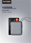 Мини-портативный аккумулятор емкостью 10000 мА·ч, быстрая зарядка 22,5 Вт, встроенный кабель USB-C и Lightning, двусторонняя зарядка с помощью встроенного кабеля USB-C, один порт USB-C, интеллектуальный цифровой дисплей, внешний аккумулятор для iPhone сер 1000016871